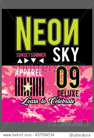 neon sky, t-shirt graphics,vectors