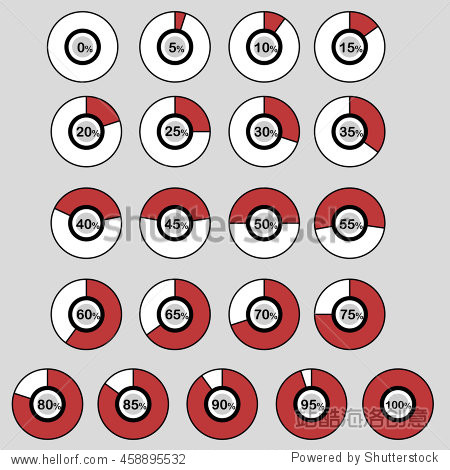 icons template pie graph circle percentage red ball chart 0 5 10