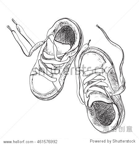 hand drawn pair of kids shoes.