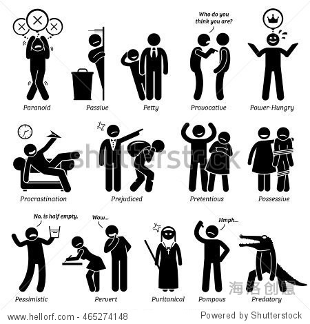 stick figures man icons. starting with the alphabet p.