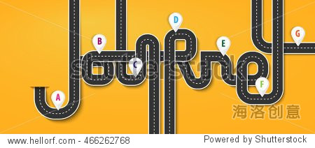 winding road on a colorful background. stylish streamers.