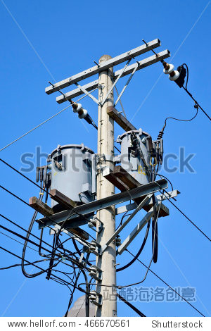 telephone pole under the blue sky - 图片素材 - 站酷海洛plus正版