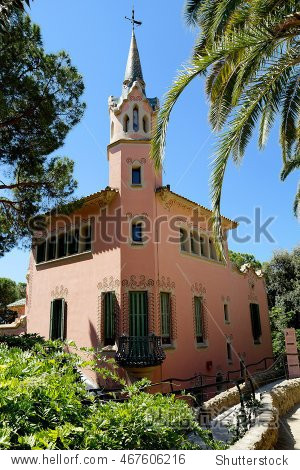 the architecture of park guell. barcelona.