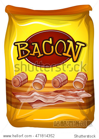 yellow bag of bacon illustration