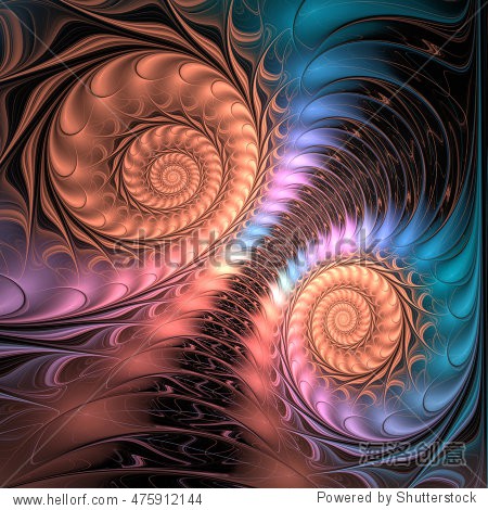 abstract spiral fractal shape on a dark background