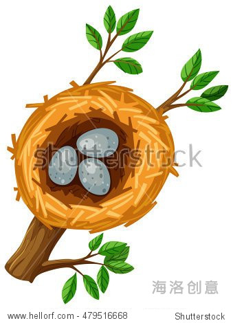 threeeggsinthebirdnestillustration