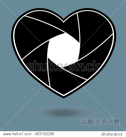 shutter heart shaped. photo with love.