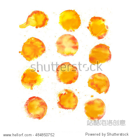 colorful abstract watercolor circles with splashes and spatters