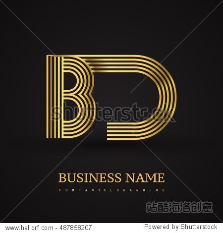 Initial logo letter BD golden colored. Vector design template elements for company identity.