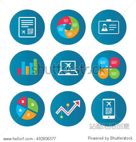 boarding pass flight sign. identity id card badge symbol.
