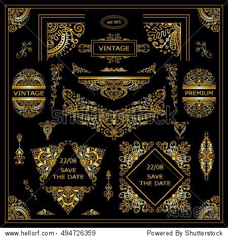 ornamental frames, borders, dividers, banners, arrows, monogram