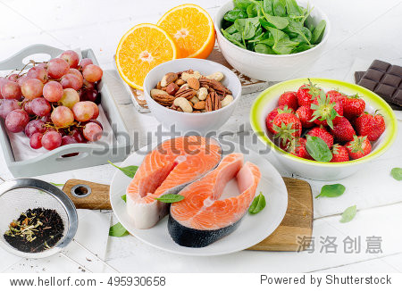 food rich in antioxidant. healthy diet eating concept.