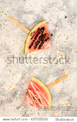 slices watermelon in ice cream shape.