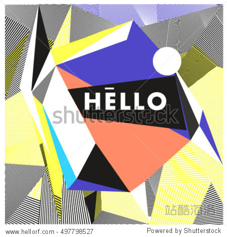 trendy geometric elements memphis greeting cards design.