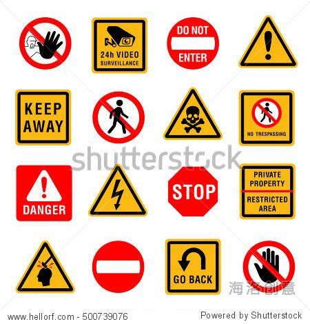 surveillance keep away danger no trespassing go back restricted