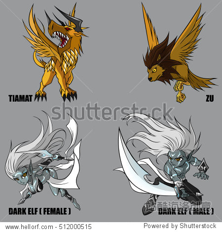 4 graphic vector of mythical creatures set 40