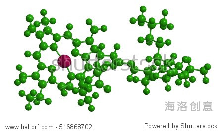 molecular structure of chlorophyll a - green plant colorant, 3d
