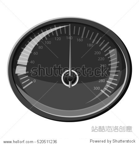 gray monochrome illustration of speedometer 140 km in hour icon