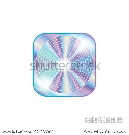 Holographic illustration round square shape sticker button emblem