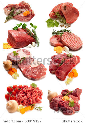 collage of red meat with ingredients
