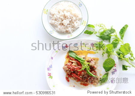 fried rice with basil, thai street food, breakfast , lunch