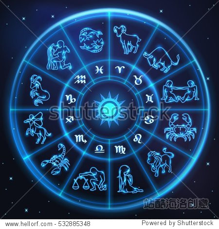 light symbols of zodiac and horoscope circle astro