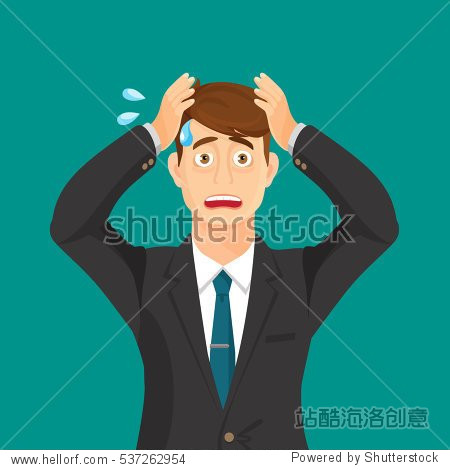 anxious hold hands at his face and scream. headache pain.