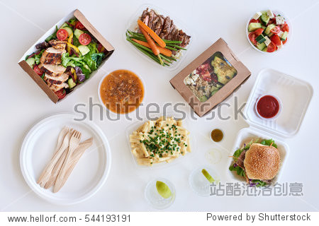 different options variety assortment of takeout food gourmet