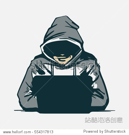 hacker with laptop, hacking the internet, concept