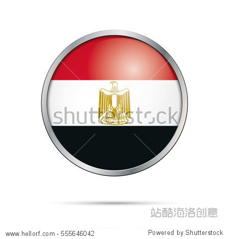 vector egyptian flag button.