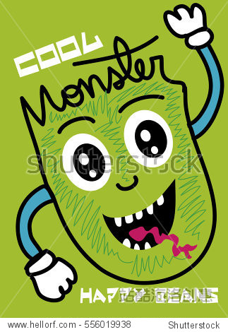 cool cartoon monster bean,t-shirt print poster vector