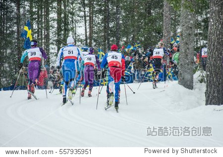 Professional competition in nordic ski - world cup in north of Europe - Concept image for winter olympic games 2018 in Pyeongchang - South Korea 