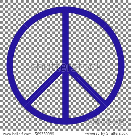 peace sign illustration. blue icon on transparent background.