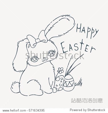 cute easter bunny for holiday card, baby shower or easter card