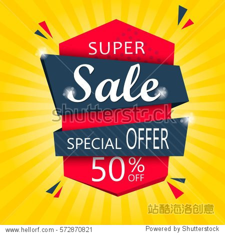 super sale and special offer. 50% off. vector illustration.