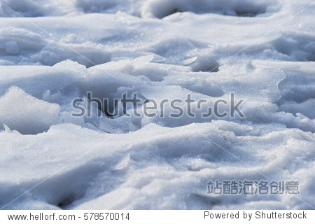 surface of melting snow.