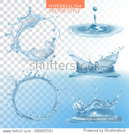 water splashing with transparency, vector set - 站酷海洛正版图片