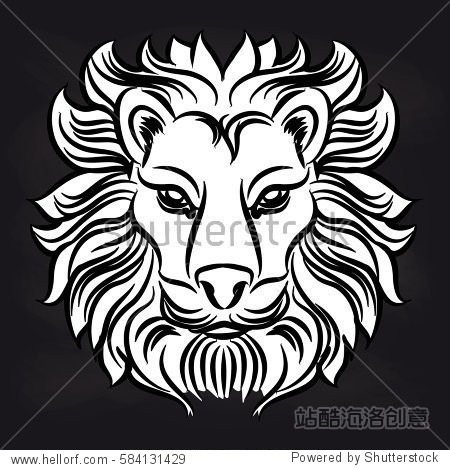 blackandwhitelionheaddesignonblackboardvectorillustration