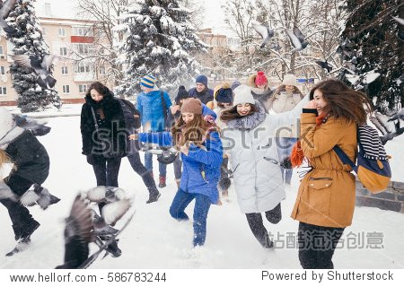 Classmates in winter Park
