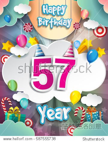 vector elements for the celebration party of fifty seven year