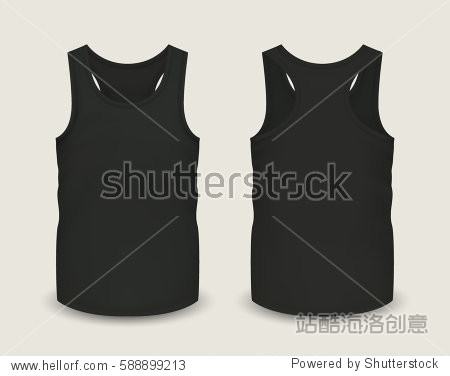 Download Men's black tank top without sleeves in front and back ...