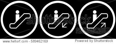 escalator signs set black. vector.