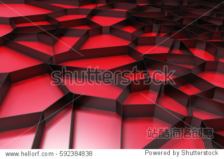 abstract black 3d voronoi grate on colored background.