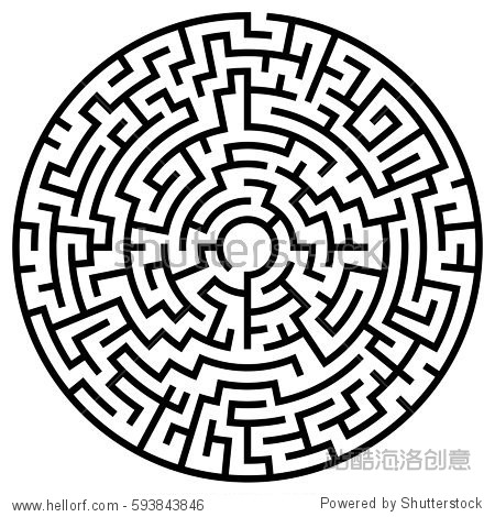 solvable circular maze element isolated on white