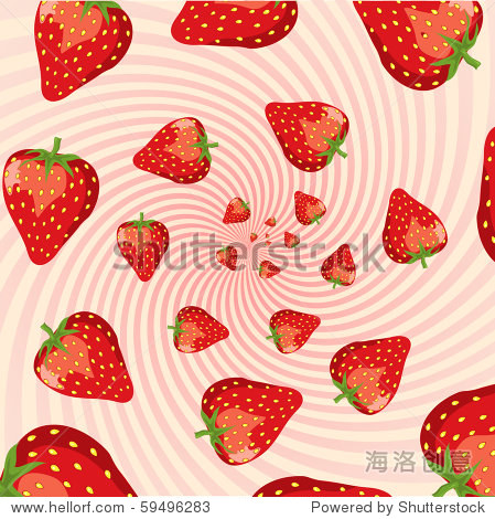 a swirl of strawberries on a twisting starburst.