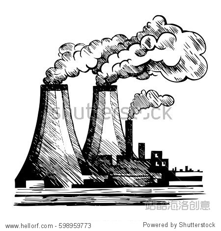 harmful gas emissions by industry vector illustration sketch