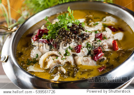 boiled fish with pickled cabbage and chili popular chinese food