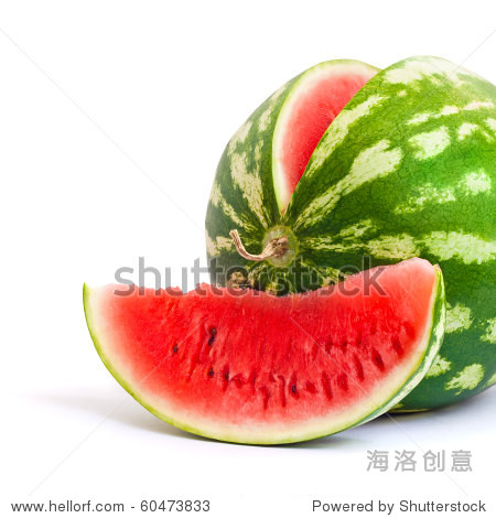 watermelon and slice of watermelon isolated on white background