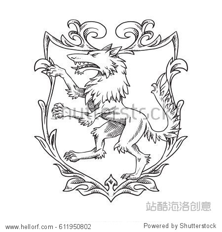 vector image of a heraldic shield with leaves an
