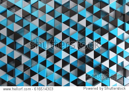 pattern of black, white and blue triangle prisms.